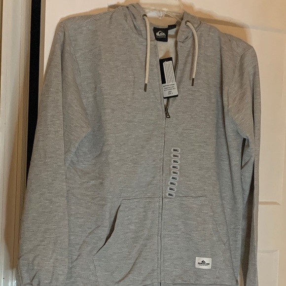 Quiksilver Men's Light Gray Zip-Up Hoodie - Picture 1 of 5